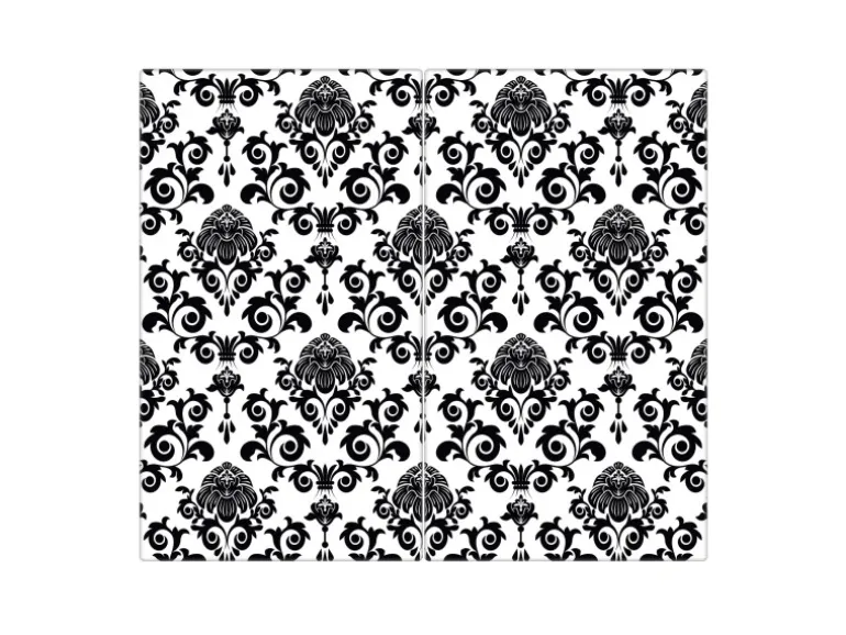 Banjado Herdabdeckplatte Glas 2 Teilig Je 30x52CM Schneidebrett Herdabdeckung Mit Motiv Barock