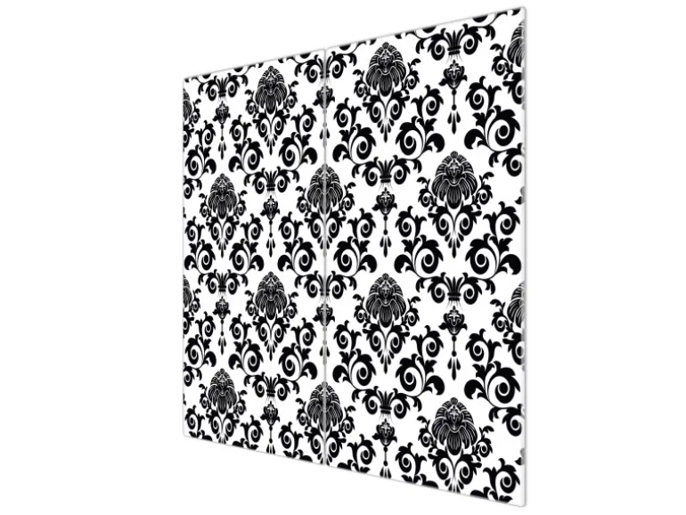 Banjado Herdabdeckplatte Glas 2 Teilig Je 30x52CM Schneidebrett Herdabdeckung Mit Motiv Barock