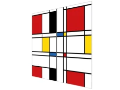 Banjado Herdabdeckplatte Glas 2 Teilig Je 30x52CM Schneidebrett Herdabdeckung Mit Motiv Rot Gelb Blau