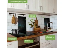 Banjado Herdabdeckplatte Glas 2 Teilig Je 30x52CM Schneidebrett Herdabdeckung Mit Motiv Nachthimmel