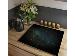 Banjado Herdabdeckplatte Glas 2 Teilig Je 30x52CM Schneidebrett Herdabdeckung Mit Motiv Nachthimmel