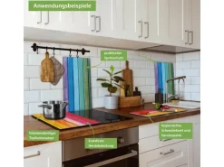 Banjado Herdabdeckplatte Glas 2 Teilig Je 30x52CM Schneidebrett Herdabdeckung Mit Motiv Regenbogenfarben