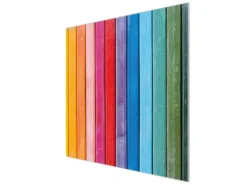 Banjado Herdabdeckplatte Glas 2 Teilig Je 30x52CM Schneidebrett Herdabdeckung Mit Motiv Regenbogenfarben