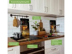 Banjado Herdabdeckplatte Glas 2 Teilig Je 30x52CM Schneidebrett Herdabdeckung Mit Motiv Whiskey & Cigar