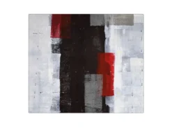 Banjado Herdabdeckplatte Glas 1 Teilig 60x52CM Schneidebrett Herdabdeckung Mit Motiv Abstrakt Rot