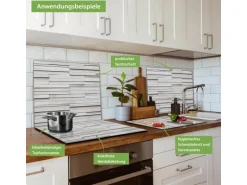 Banjado Herdabdeckplatte Glas 1 Teilig 60x52CM Schneidebrett Herdabdeckung Mit Motiv Relief