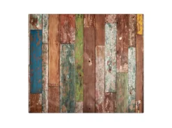 Banjado Herdabdeckplatte Glas 1 Teilig 60x52CM Schneidebrett Herdabdeckung Mit Motiv Buntes Holz