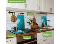 Banjado Herdabdeckplatte Glas 2 Teilig Je 30x52CM Schneidebrett Herdabdeckung Mit Motiv Perfekte Welle