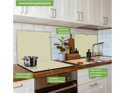 Banjado Herdabdeckplatte Glas 1 Teilig 60x52CM Schneidebrett Herdabdeckung Mit Motiv Beige