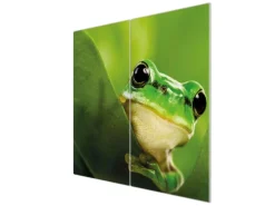 Banjado Herdabdeckplatte Glas 2 Teilig Je 30x52CM Schneidebrett Herdabdeckung Mit Motiv Frosch