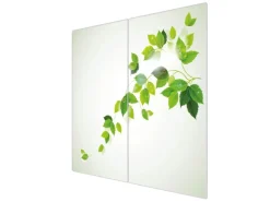 Banjado Herdabdeckplatte Glas 2 Teilig Je 30x52CM Schneidebrett Herdabdeckung Mit Motiv Ranke Gelb Weiß