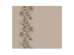 Banjado Herdabdeckplatte Glas 2 Teilig Je 30x52CM Schneidebrett Herdabdeckung Mit Motiv Baumwollblüte Monochrom