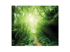 Banjado Herdabdeckplatte Glas 2 Teilig Je 30x52CM Schneidebrett Herdabdeckung Mit Motiv Dschungel Malaysia