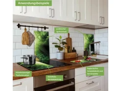 Banjado Herdabdeckplatte Glas 2 Teilig Je 30x52CM Schneidebrett Herdabdeckung Mit Motiv Dschungel Malaysia