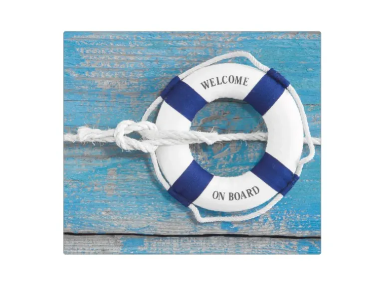 Banjado Herdabdeckplatte Glas 1 Teilig 60x52CM Schneidebrett Herdabdeckung Mit Motiv Blauer Rettungsring