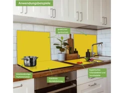 Banjado Herdabdeckplatte Glas 1 Teilig 60x52CM Schneidebrett Herdabdeckung Mit Motiv Sonnengelb