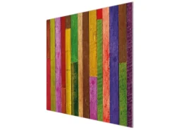 Banjado Herdabdeckplatte Glas 1 Teilig 60x52CM Schneidebrett Herdabdeckung Mit Motiv Holz Collage Bunt