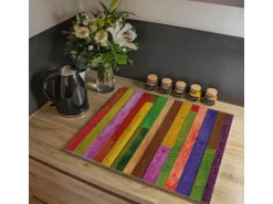 Banjado Herdabdeckplatte Glas 1 Teilig 60x52CM Schneidebrett Herdabdeckung Mit Motiv Holz Collage Bunt