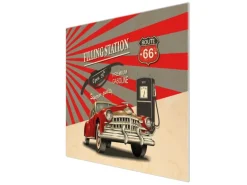 Banjado Herdabdeckplatte Glas 1 Teilig 60x52CM Schneidebrett Herdabdeckung Mit Motiv Filling Station