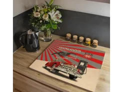 Banjado Herdabdeckplatte Glas 1 Teilig 60x52CM Schneidebrett Herdabdeckung Mit Motiv Filling Station