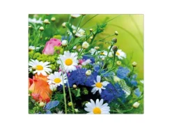 Banjado Herdabdeckplatte Glas 1 Teilig 60x52CM Schneidebrett Herdabdeckung Mit Motiv Blumenstrauß