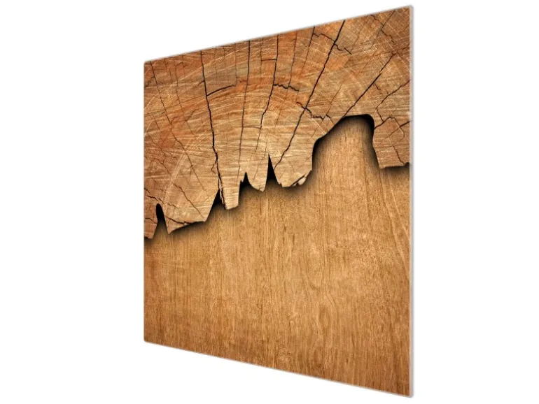 Banjado Herdabdeckplatte Glas 1 Teilig 60x52CM Schneidebrett Herdabdeckung Mit Motiv Baumscheibe