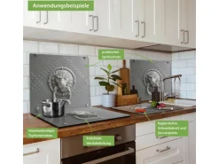 Banjado Herdabdeckplatte Glas 1 Teilig 60x52CM Schneidebrett Herdabdeckung Mit Motiv Eisentor