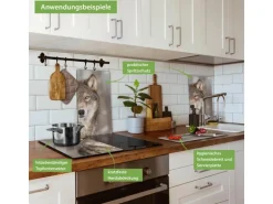 Banjado Herdabdeckplatte Glas 2 Teilig Je 30x52CM Schneidebrett Herdabdeckung Mit Motiv Soraya