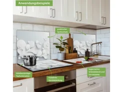 Banjado Herdabdeckplatte Glas 1 Teilig 60x52CM Schneidebrett Herdabdeckung Mit Motiv Papiertropfen