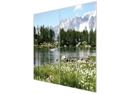 Banjado Herdabdeckplatte Glas 2 Teilig Je 30x52CM Schneidebrett Herdabdeckung Mit Motiv Bergidylle