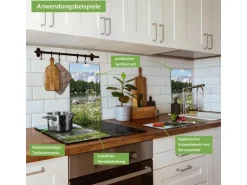 Banjado Herdabdeckplatte Glas 2 Teilig Je 30x52CM Schneidebrett Herdabdeckung Mit Motiv Bergidylle