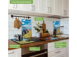 Banjado Herdabdeckplatte Glas 2 Teilig Je 30x52CM Schneidebrett Herdabdeckung Mit Motiv Traktor