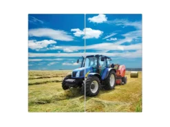 Banjado Herdabdeckplatte Glas 2 Teilig Je 30x52CM Schneidebrett Herdabdeckung Mit Motiv Traktor