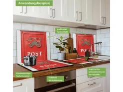 Banjado Herdabdeckplatte Glas 1 Teilig 60x52CM Schneidebrett Herdabdeckung Mit Motiv Postkasten Nostalgie