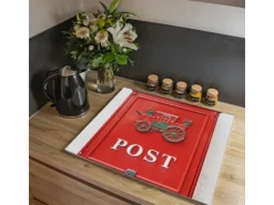 Banjado Herdabdeckplatte Glas 1 Teilig 60x52CM Schneidebrett Herdabdeckung Mit Motiv Postkasten Nostalgie