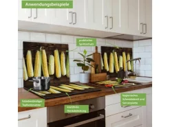 Banjado Herdabdeckplatte Glas 1 Teilig 60x52CM Schneidebrett Herdabdeckung Mit Motiv Maiskolben