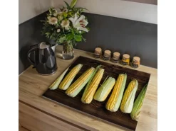 Banjado Herdabdeckplatte Glas 1 Teilig 60x52CM Schneidebrett Herdabdeckung Mit Motiv Maiskolben