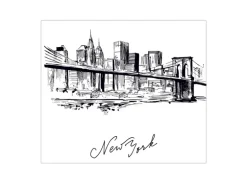 Banjado Herdabdeckplatte Glas 1 Teilig 60x52CM Schneidebrett Herdabdeckung Mit Motiv New York Skizze