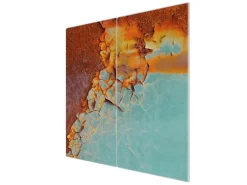 Banjado Herdabdeckplatte Glas 2 Teilig Je 30x52CM Schneidebrett Herdabdeckung Mit Motiv Rost Und Blau