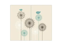 Banjado Herdabdeckplatte Glas 2 Teilig Je 30x52CM Schneidebrett Herdabdeckung Mit Motiv Kugelfontänen