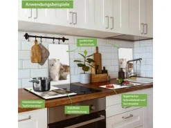 Banjado Herdabdeckplatte Glas 2 Teilig Je 30x52CM Schneidebrett Herdabdeckung Mit Motiv Kaetzchen