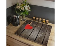 Banjado Herdabdeckplatte Glas 1 Teilig 60x52CM Schneidebrett Herdabdeckung Mit Motiv Kurznachricht