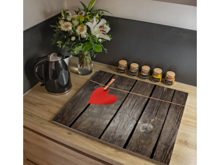 Banjado Herdabdeckplatte Glas 1 Teilig 60x52CM Schneidebrett Herdabdeckung Mit Motiv Kurznachricht