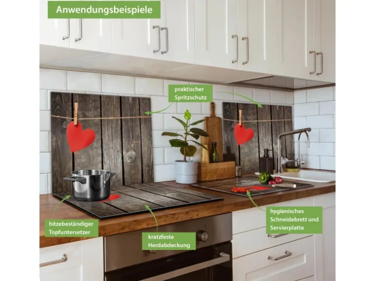 Banjado Herdabdeckplatte Glas 1 Teilig 60x52CM Schneidebrett Herdabdeckung Mit Motiv Kurznachricht