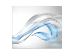 Banjado Herdabdeckplatte Glas 1 Teilig 60x52CM Schneidebrett Herdabdeckung Mit Motiv Blauer Schleier