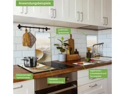 Banjado Herdabdeckplatte Glas 2 Teilig Je 30x52CM Schneidebrett Herdabdeckung Mit Motiv Perlenmuschel