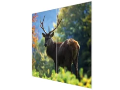 Banjado Herdabdeckplatte Glas 2 Teilig Je 30x52CM Schneidebrett Herdabdeckung Mit Motiv Hirsch