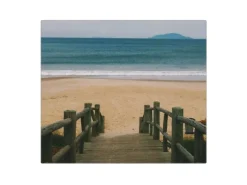 Banjado Herdabdeckplatte Glas 1 Teilig 60x52CM Schneidebrett Herdabdeckung Mit Motiv Zum Strand