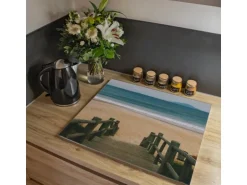 Banjado Herdabdeckplatte Glas 1 Teilig 60x52CM Schneidebrett Herdabdeckung Mit Motiv Zum Strand