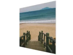 Banjado Herdabdeckplatte Glas 1 Teilig 60x52CM Schneidebrett Herdabdeckung Mit Motiv Zum Strand